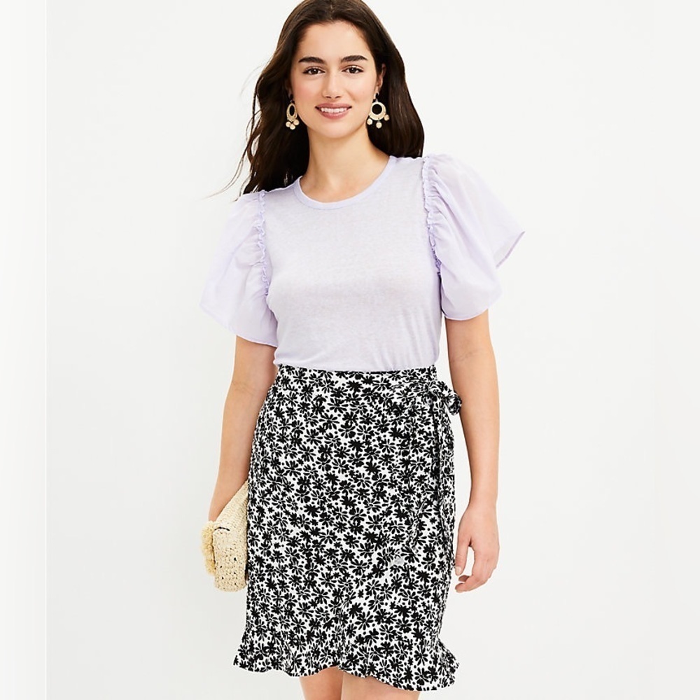Loft Daisy Ruffle Wrap Skirt Size 4